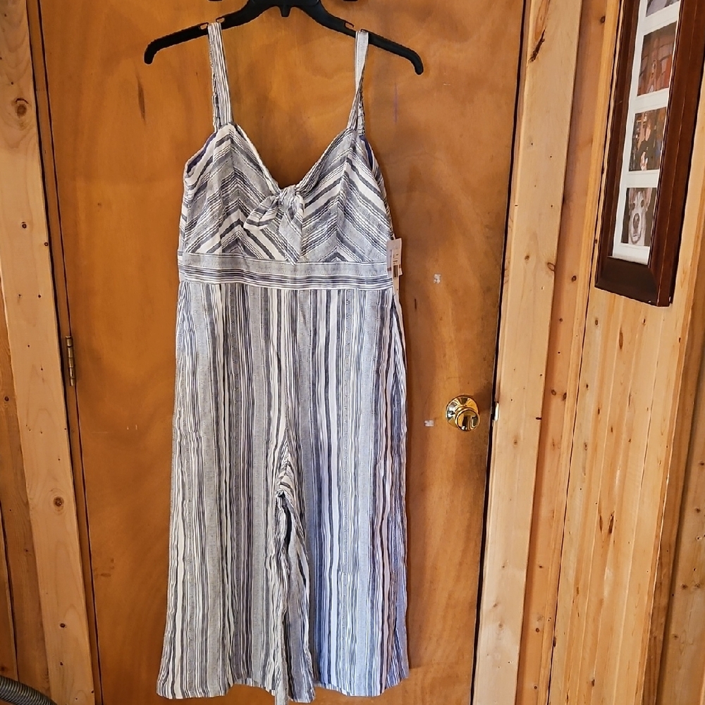 Navy and Cream Striped Jumpsuit